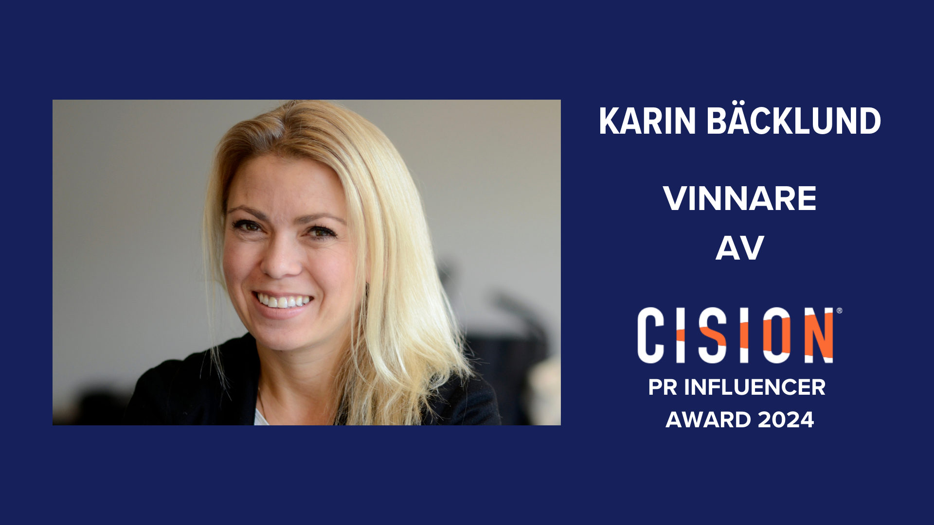 Karin Bäcklund vinner "Cision PR Influencer Award 2024"